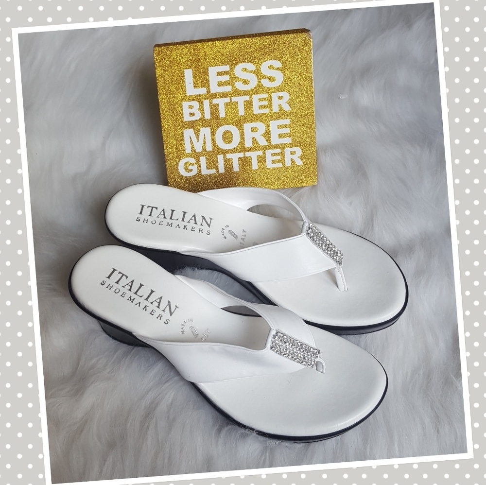 White Rhinestone Wedges